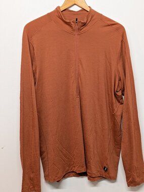 REI co-op merino wool 185 Long sleeve half zip Orange sleeve Base layer top Lg